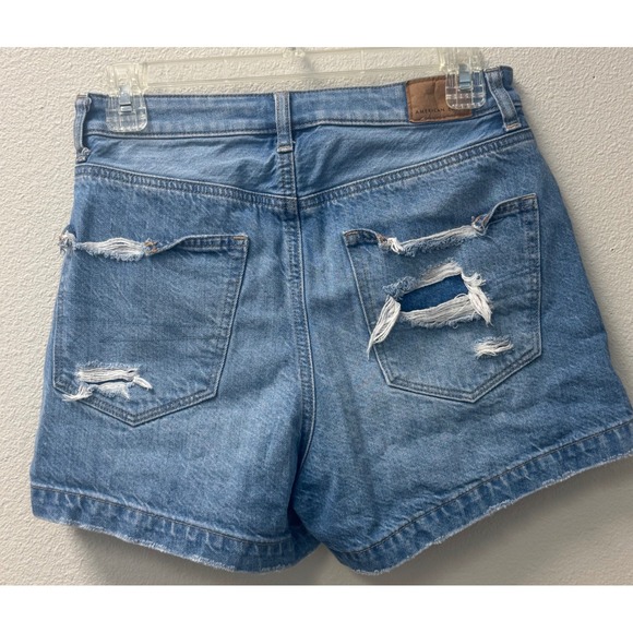American Eagle Denim Shorts High Waisted Distressed Button Fly‎ Size 2 - Picture 2 of 6
